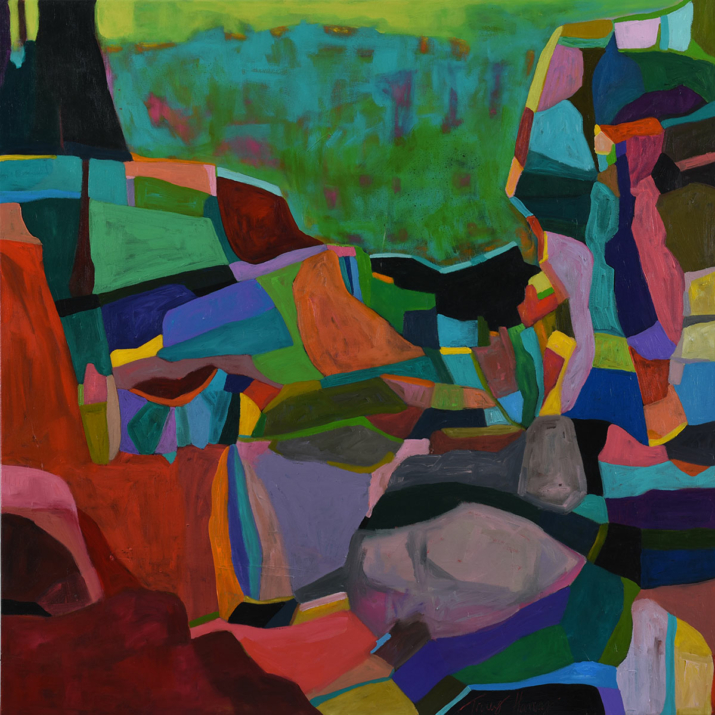 Cliff Top Kaleidoscope 2017 acrylic on canvas, 100 x 100cm