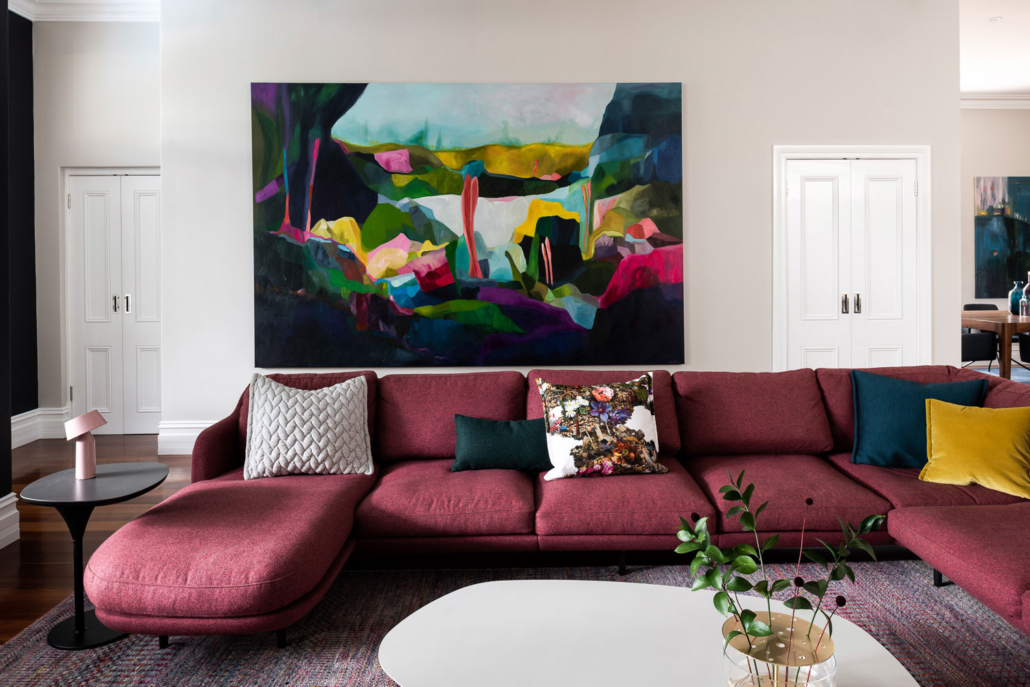 Tracey Harvey Artist Tracey's painting in a modern room